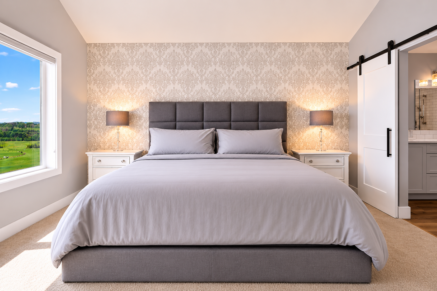 Primary bedroom centered on the bed