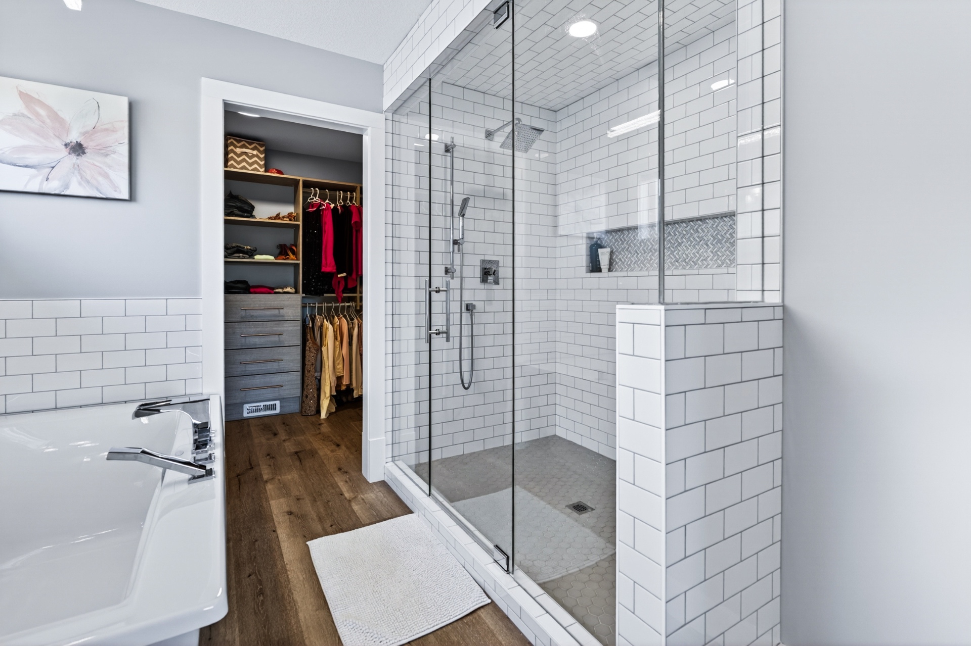 Glass shower and closet